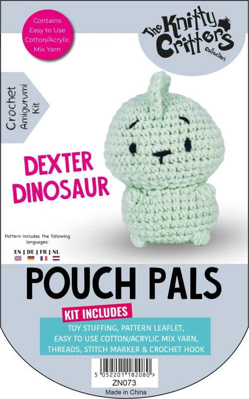 The Knitty Critters Dexter Dinosaur Pouch Pals