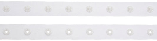 Snap Tape: Nylon: 10m x 18mm: Round: 25mm Spacing: White