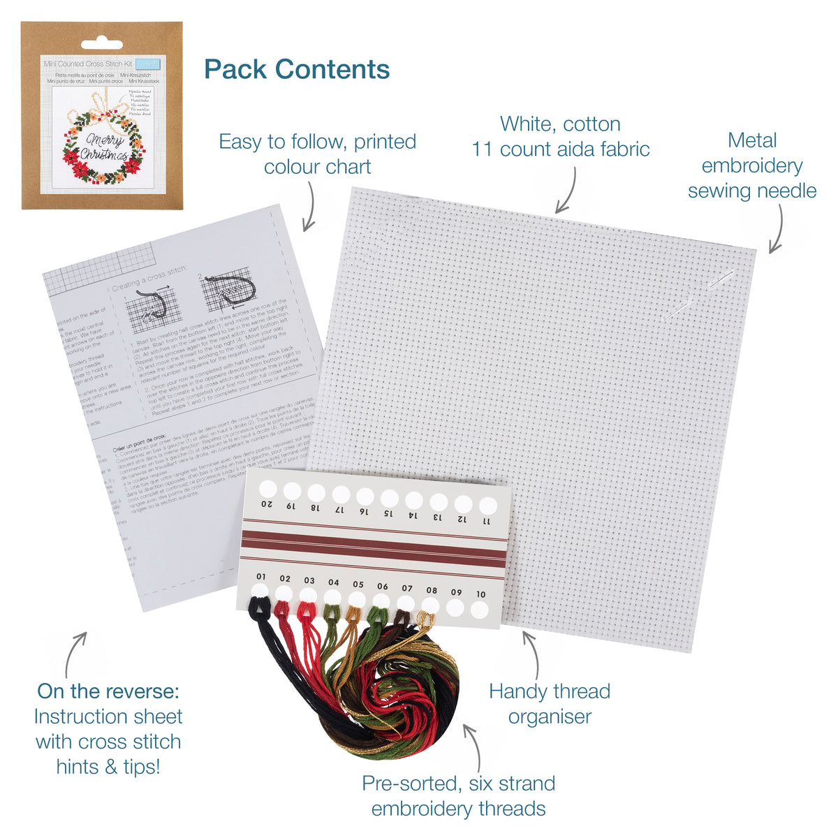 Trimmits Make your own -  Counted Cross Stitch Kit: Mini: Christmas: Wreath