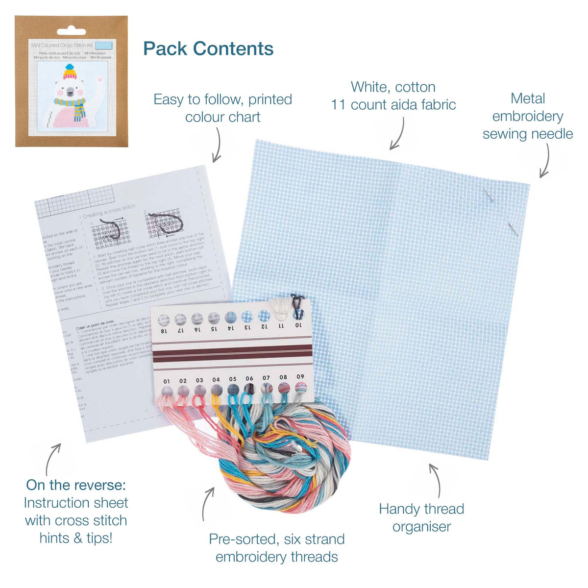 Trimmits Make your own -  Counted Cross Stitch Kit: Mini: Christmas:  Polar Bear