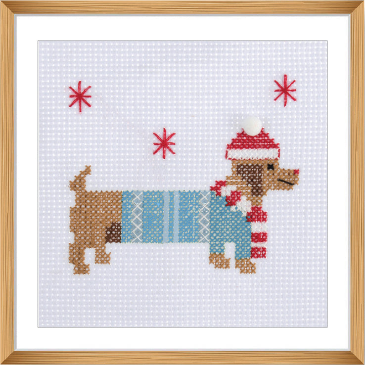 Trimmits Make your own -  Counted Cross Stitch Kit: Mini: Christmas:  Festive Dachshund