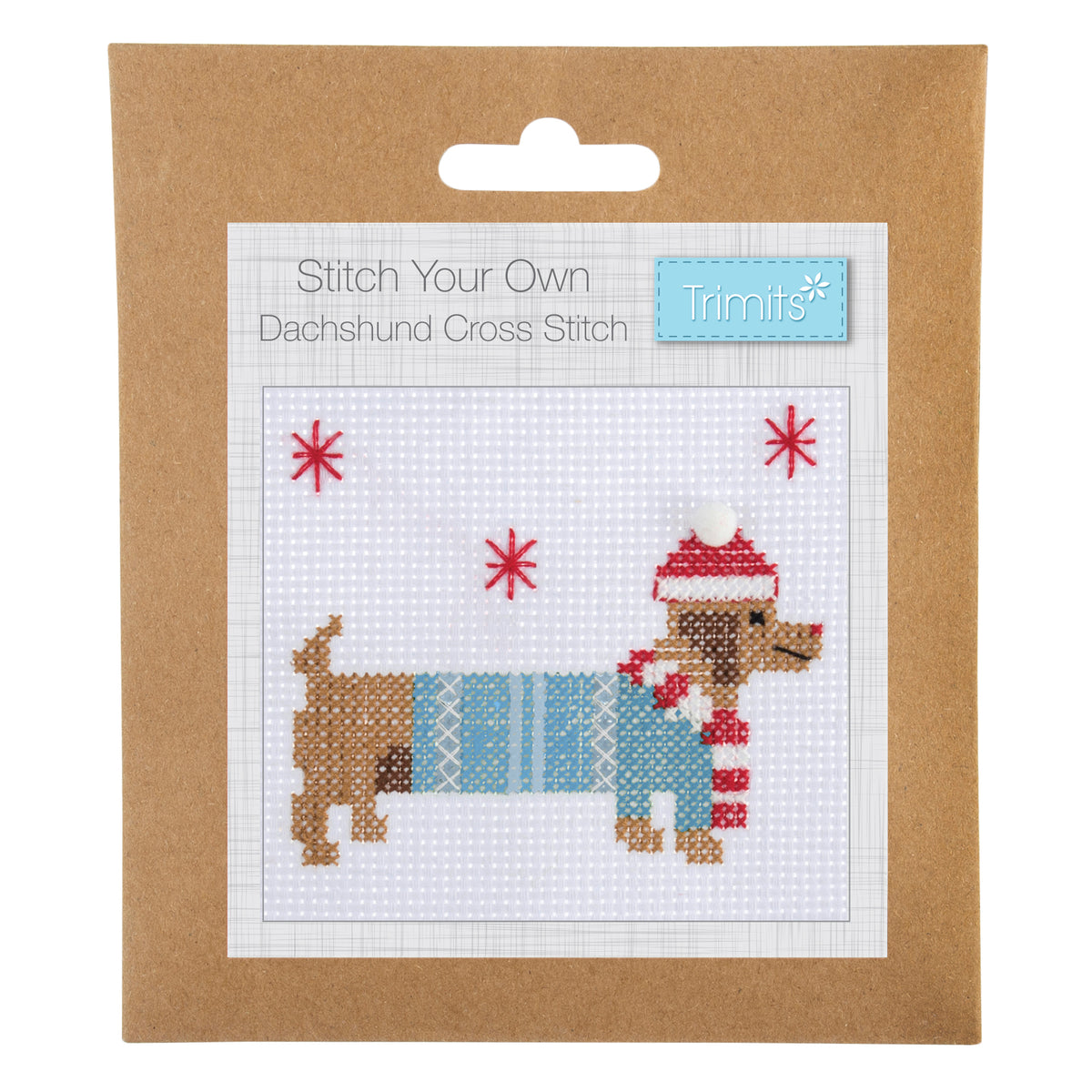 Trimmits Make your own -  Counted Cross Stitch Kit: Mini: Christmas:  Festive Dachshund