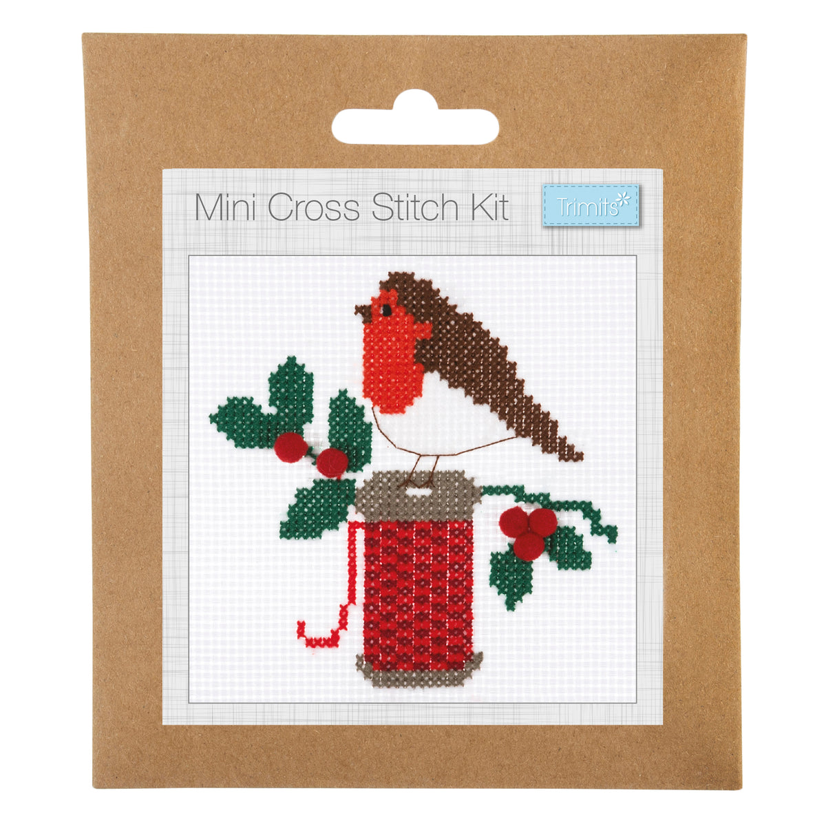 Trimmits Make your own -  Counted Cross Stitch Kit: Mini: Christmas: Robin
