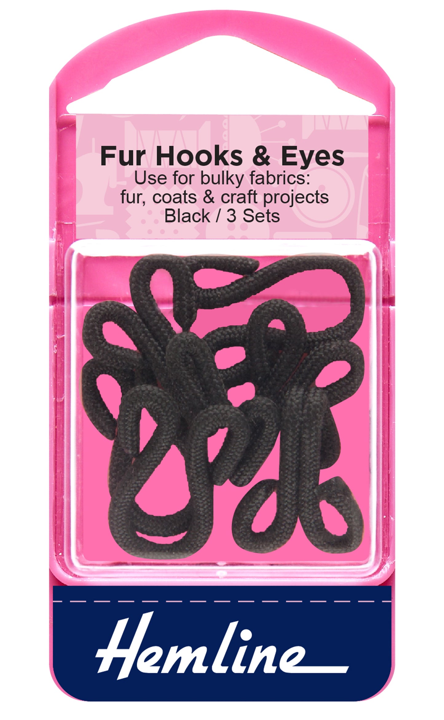Hemline Hooks and Eyes Fur Coat Black