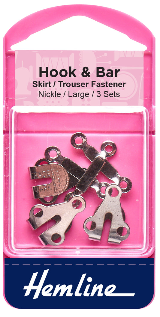 Hemline Hook & Bar Large Size - Nickel - 3 Sets