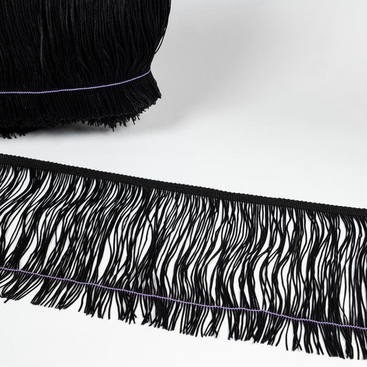 Trimming Cut Fringe 15cm - Black