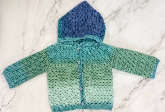Blue and Green Sparkle Hooded Cardigan/Jacket