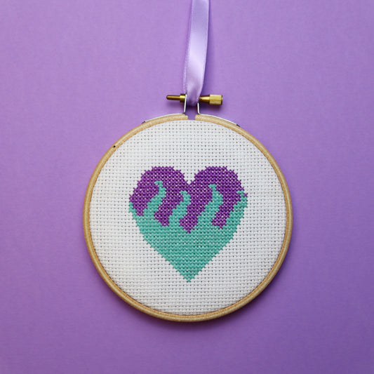 Blue Flaming Heart Cross Stitch Kit