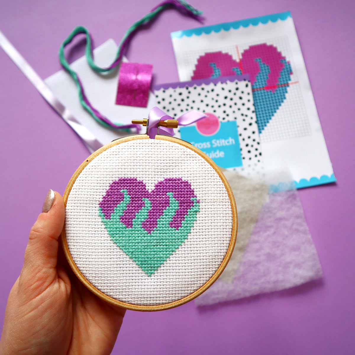 Blue Flaming Heart Cross Stitch Kit