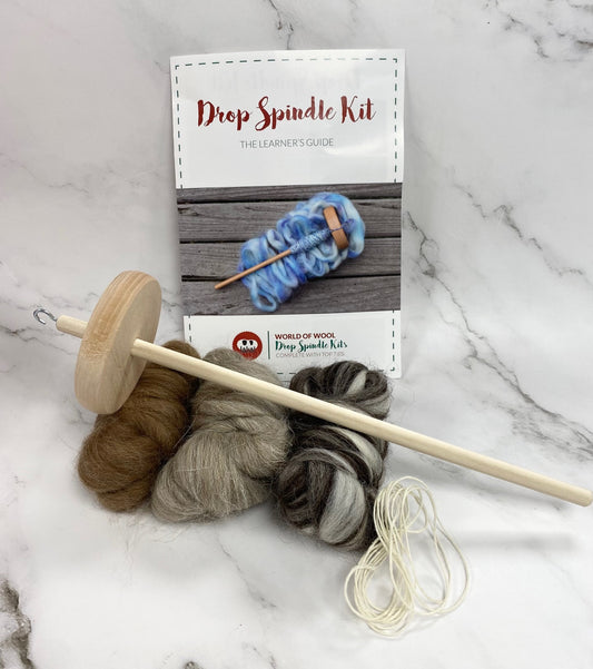 Drop Spindle The Learners Kit - Natural British Wool