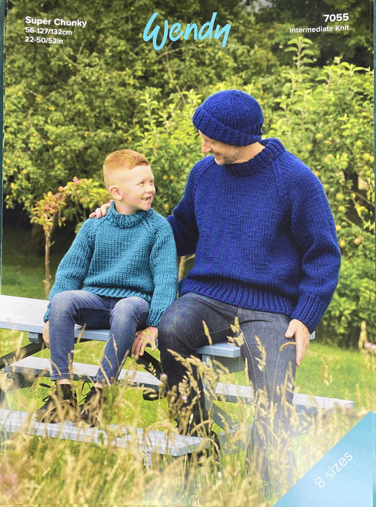 Wendy 7055 Knitting Pattern Super Chunky Sweater and Hat