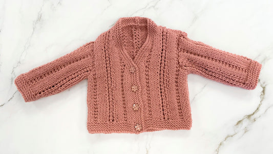 Hand Knitted Cardigan Age 0-6 Months