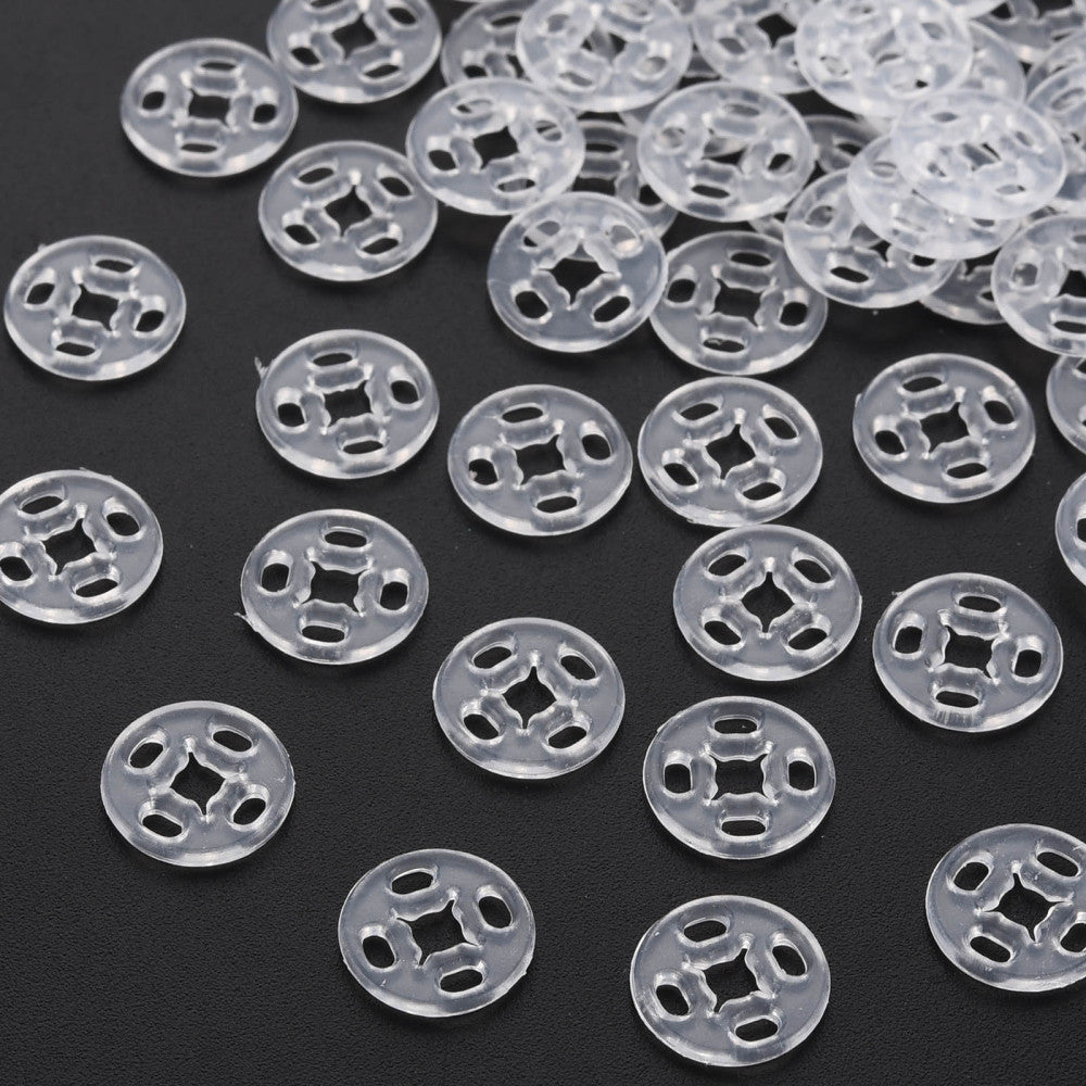Snap Fasteners  - Clear Plastic - 10 Sets