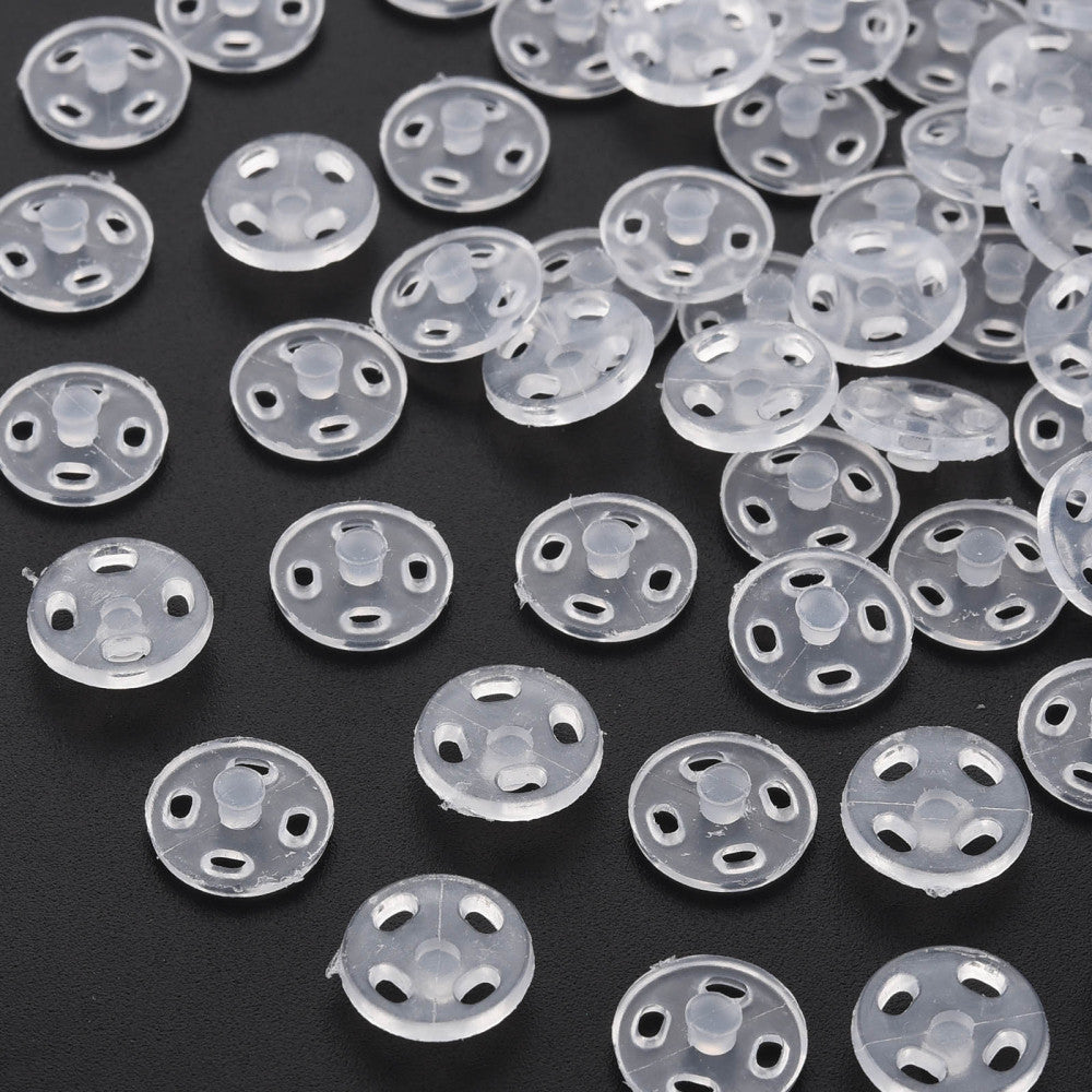 Snap Fasteners  - Clear Plastic - 10 Sets