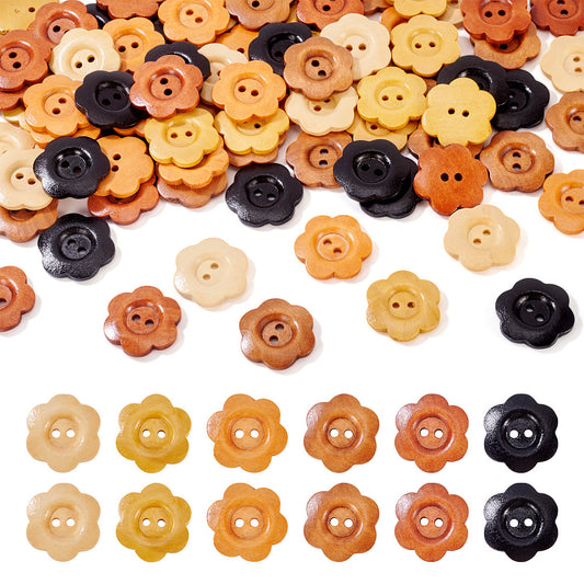 Buttons  Flower Wooden