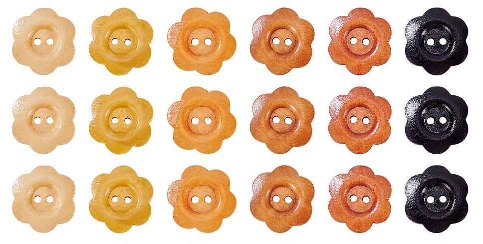 Buttons  Flower Wooden