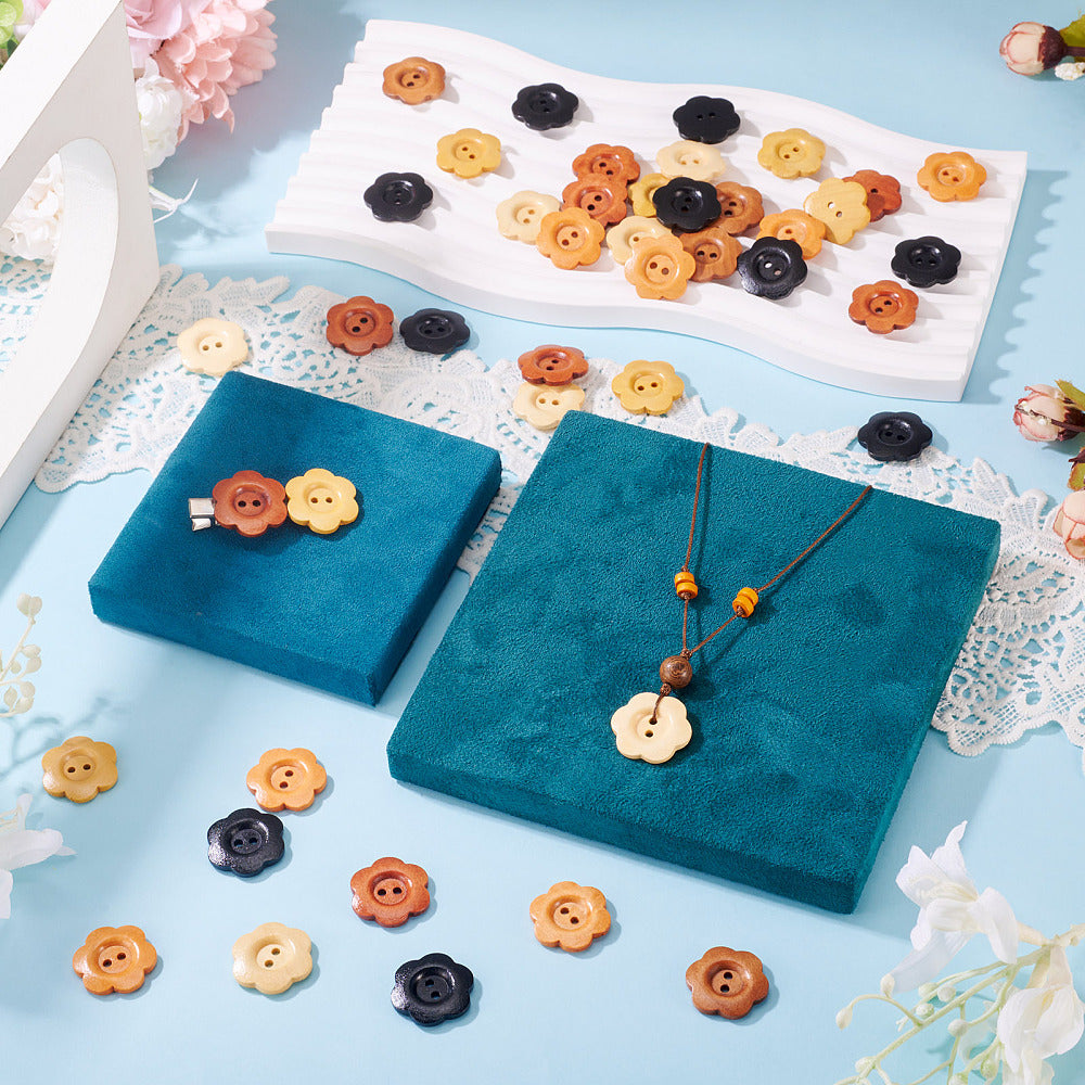 Buttons  Flower Wooden