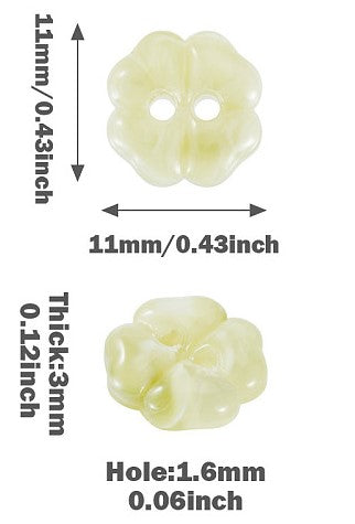 Buttons Flower White 2 Hole
