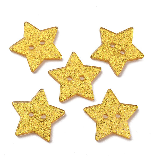 Buttons Star Gold Glitter