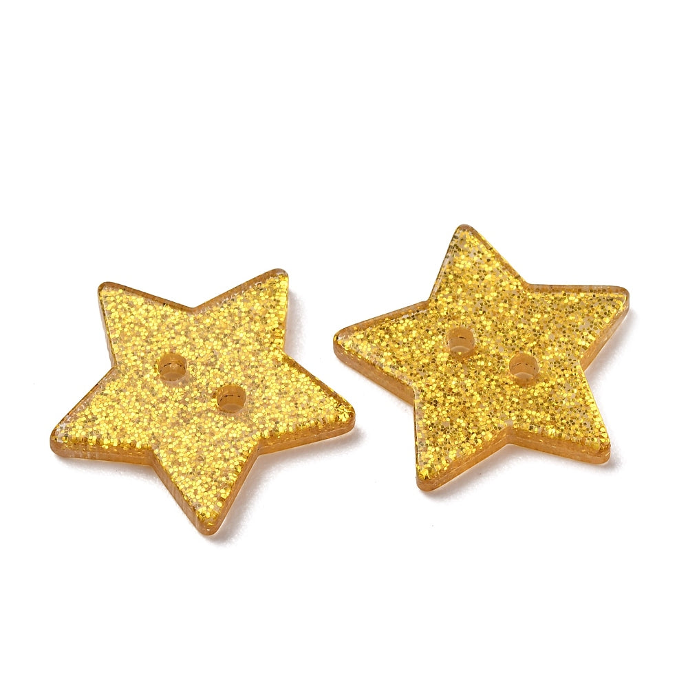 Buttons Star Gold Glitter