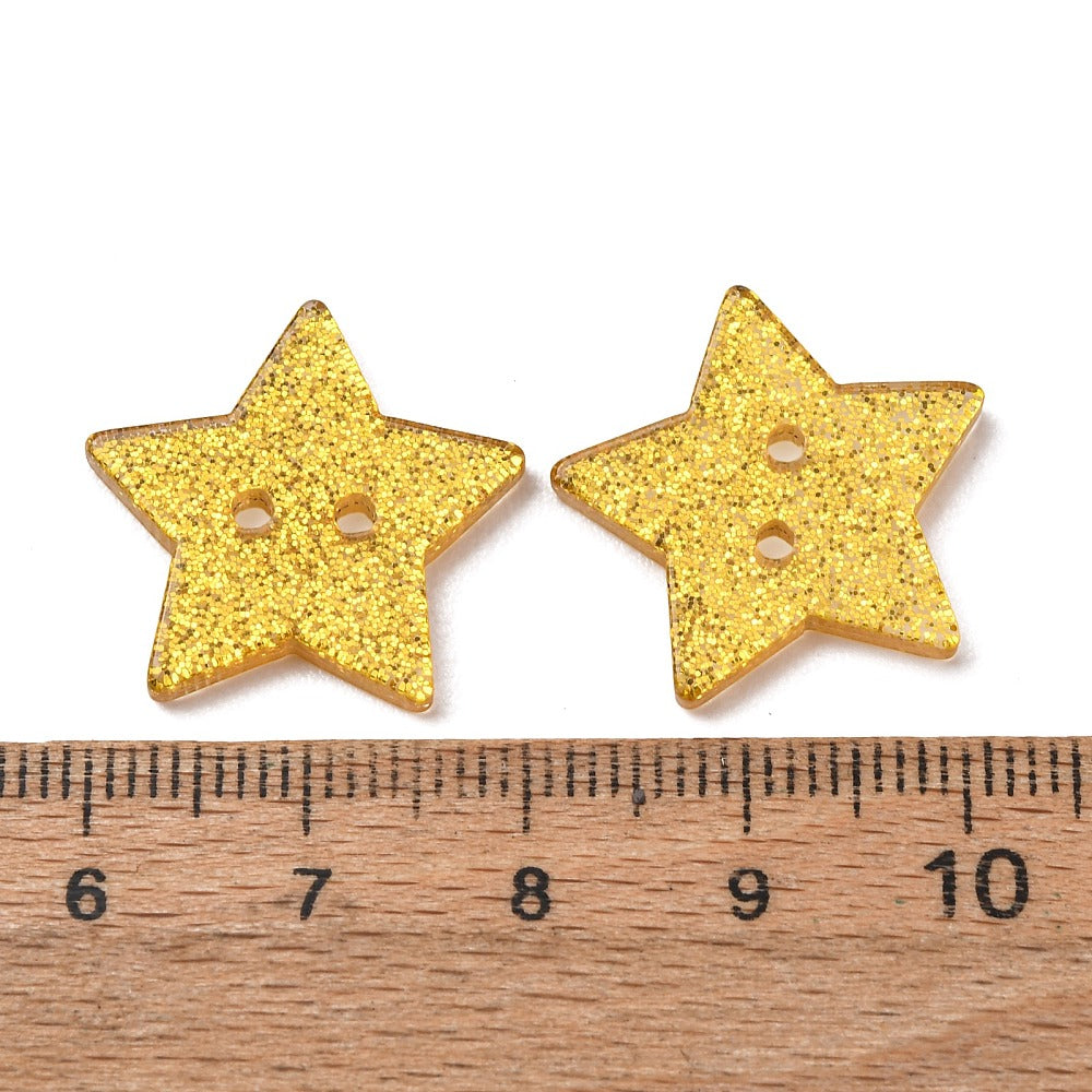 Buttons Star Gold Glitter