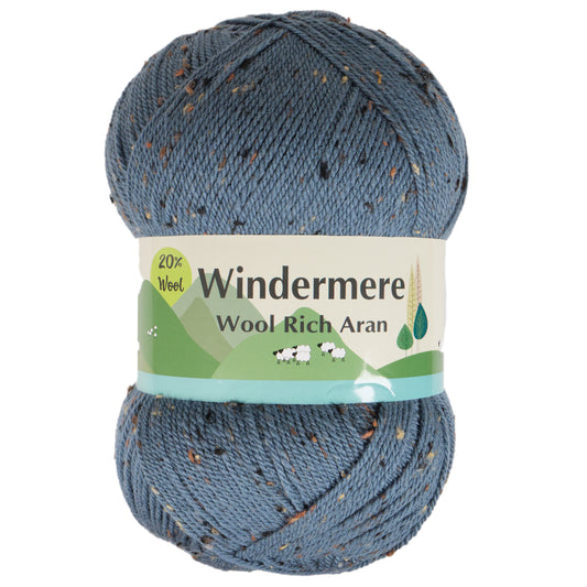 Windermere Wool Rich Aran Natural Neps - 709N Blue 400g
