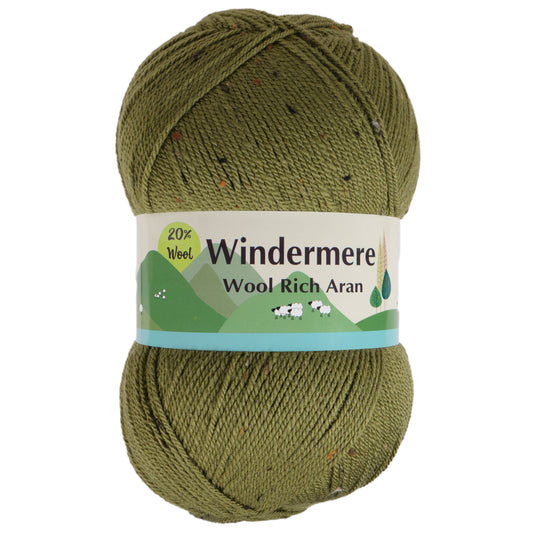 Windermere Wool Rich Aran Natural Neps - 7011N Green 400g
