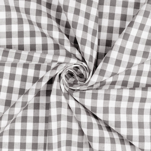 100% Cotton Grey and White Large Gingham check