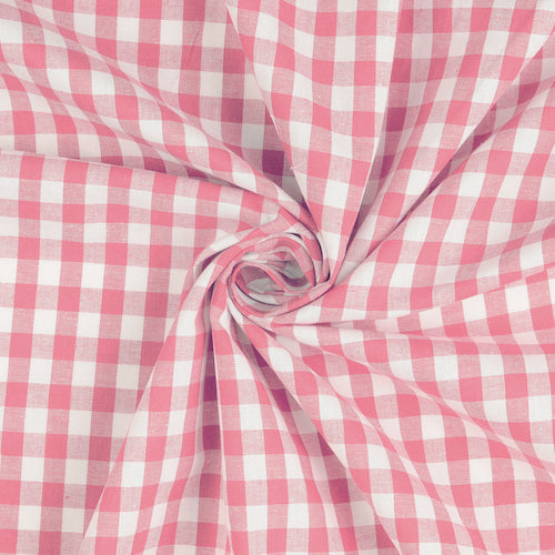 100% Cotton Pink and White Large Gingham Check
