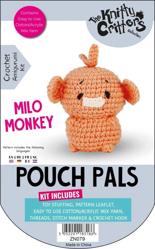 The Knitty Critters Milo Monkey Pouch Pals