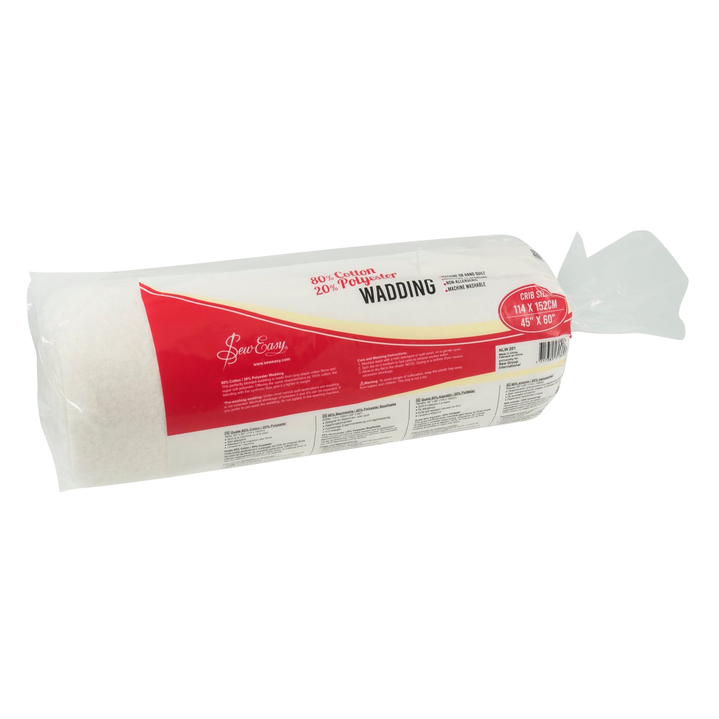 Wadding: 80% Cotton 20% Polyester: Crib: 114x 152cm