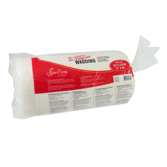 Wadding: 80% Cotton 20% Polyester: Twin Size 182 x 228cm