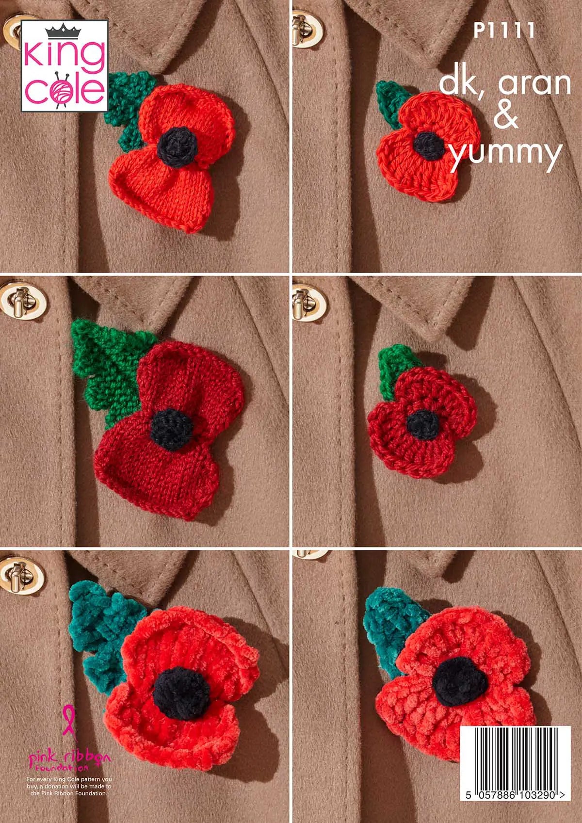 King Cole Knitting Pattern 1111 -Poppies