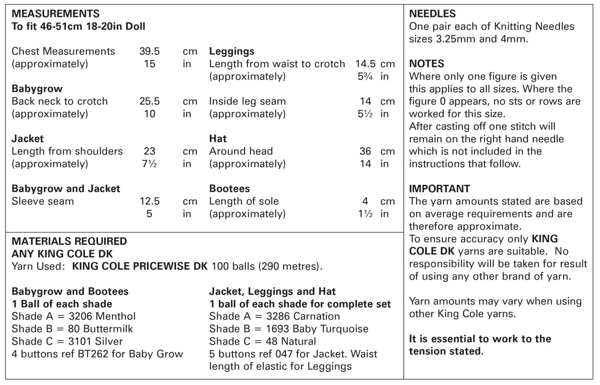 King Cole Knitting Pattern 5923 Double Knitting