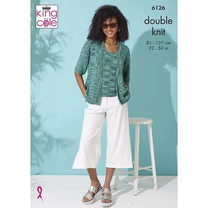 King Cole 6126 Ladies Top and Cardigan - Double Knit