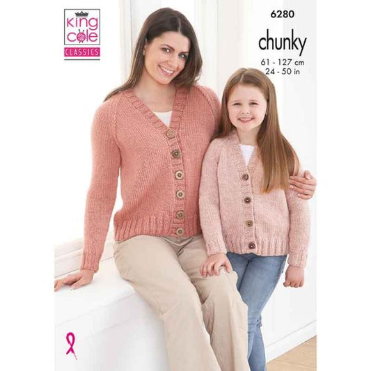 King Cole 6345  Cardigan and Sweater V-Neck - Chunky