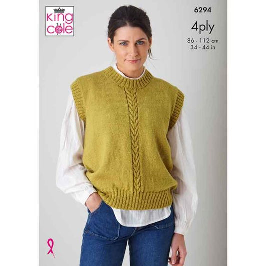 King Cole 6294  Cardigan and Slipover -  4ply