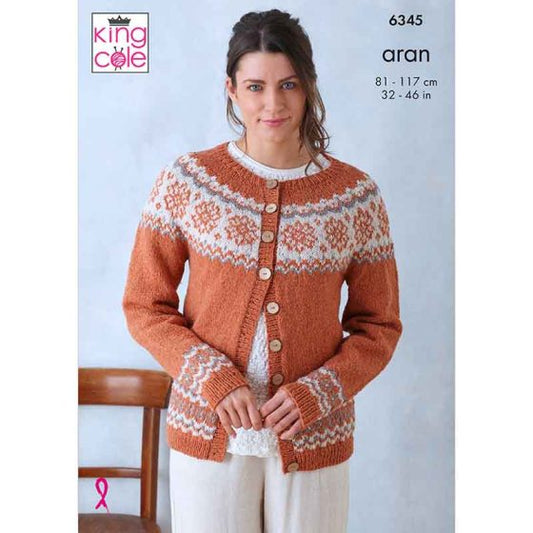 King Cole 6345  Cardigan and Waistcoat -  Aran