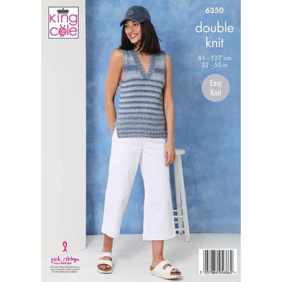 King Cole 6350 Round Neck and V Neck Tops -  DK