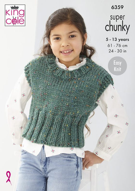 King Cole Knitting Pattern 6359 Super Chunky Tank Tops