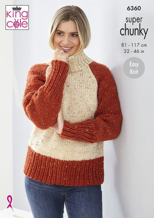 King Cole Knitting Pattern 6360 Super Chunky Sweaters