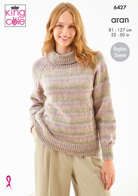 King Cole 6427 Ladies  Cardigan and Sweater - Aran