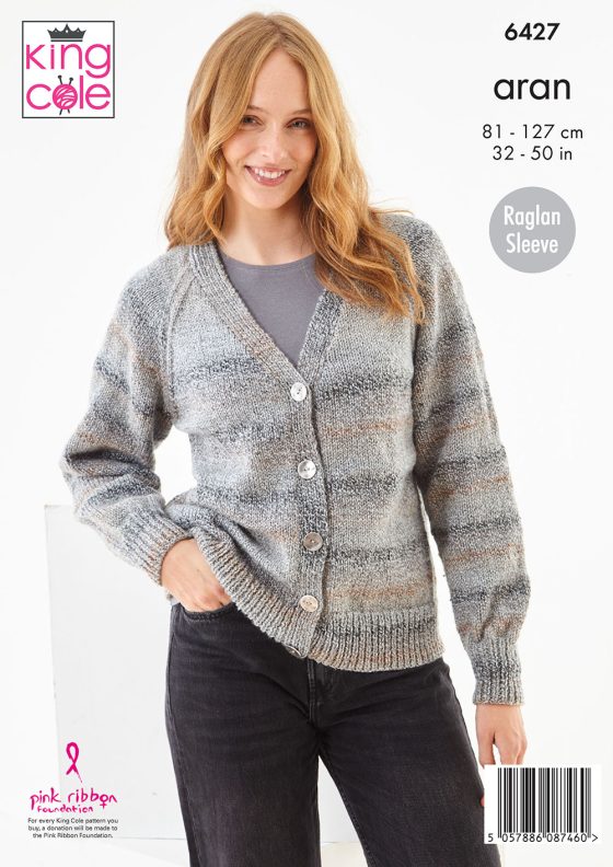 King Cole 6427 Ladies  Cardigan and Sweater - Aran