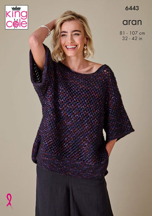 King Cole Knitting Pattern 6443 Firefly Aran - Waistcoat and Top