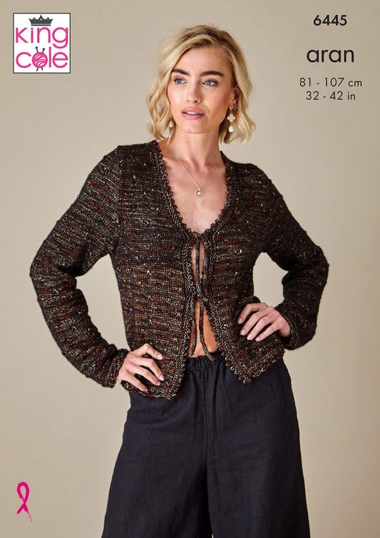 King Cole Knitting Pattern 6445 Firefly Aran - Tank Top and Cardigan