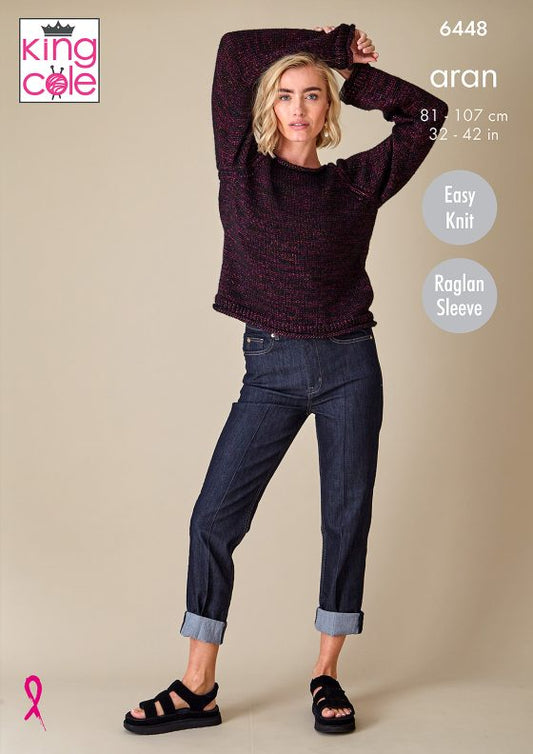King Cole Knitting Pattern 6448 Firefly Aran - Sweaters