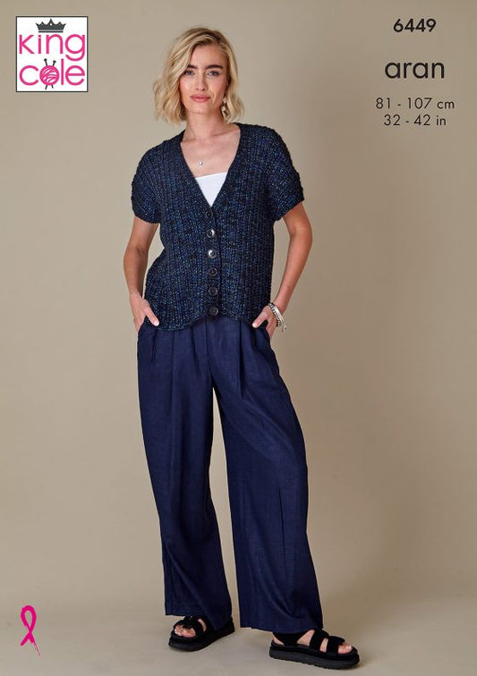 King Cole Knitting Pattern 6449 Firefly Aran - Tunic and Cardigan