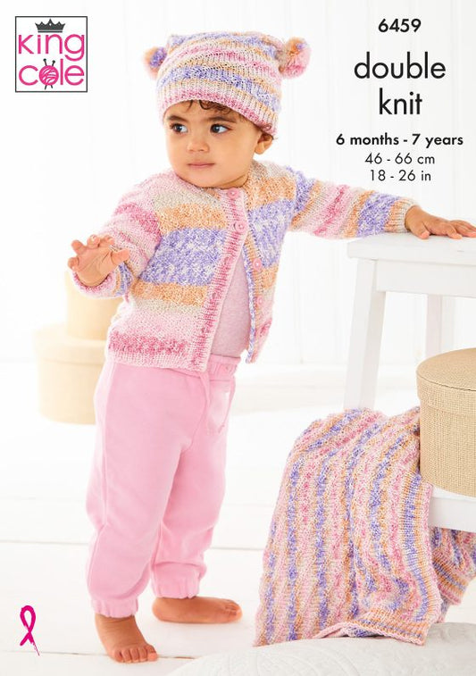 King Cole Knitting Pattern DK - Jacket, Hat and Blanket 6459