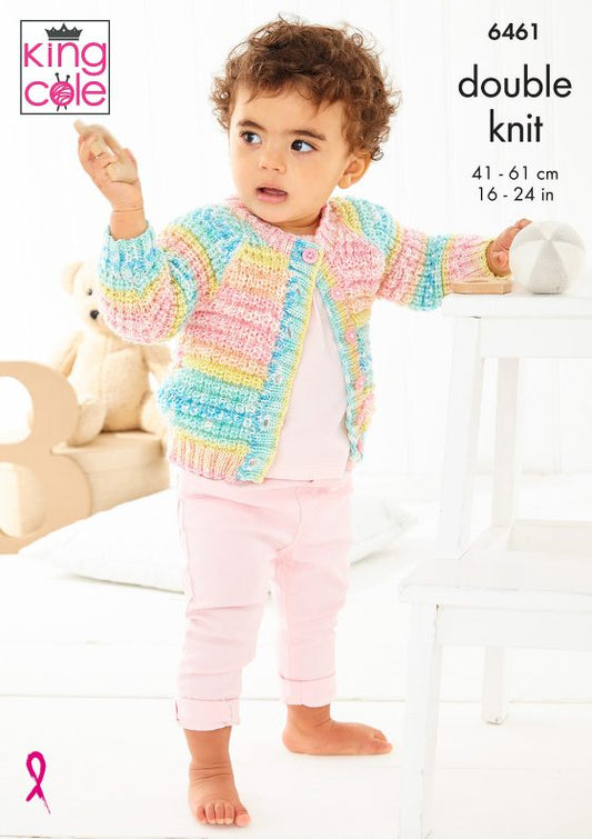 King Cole Knitting Pattern DK - Sweater, Cardigan and Hat 6461