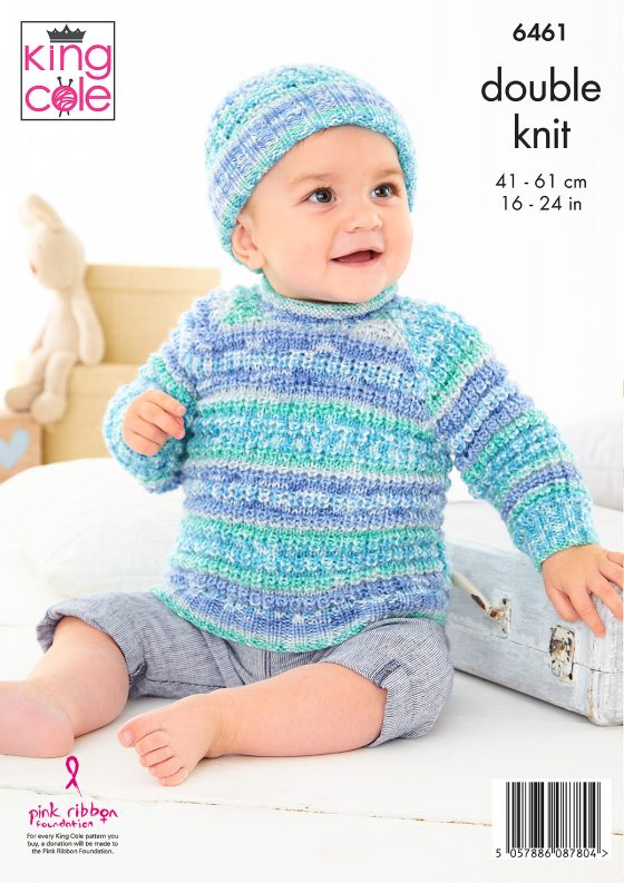 King Cole Knitting Pattern DK - Sweater, Cardigan and Hat 6461